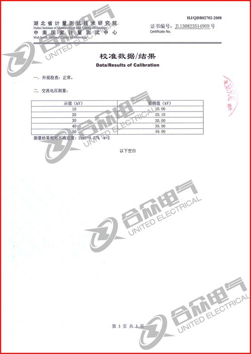 變壓器容量測試儀 證書